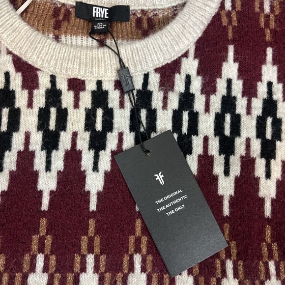 NWT Frye Women Size XL Fair Isle Crewneck Sweater Relaxed Aztec With a Flaw - Picture 10 of 10